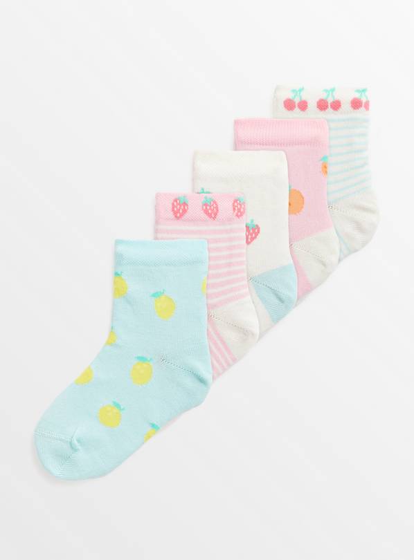 Pastel Fruit Socks 5 Pack 3-5.5